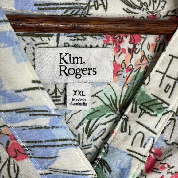 Kim Rogers Multicolored Ctiy Print V-neck Blouse Plus Size XXL Womens - Picture 6 of 8